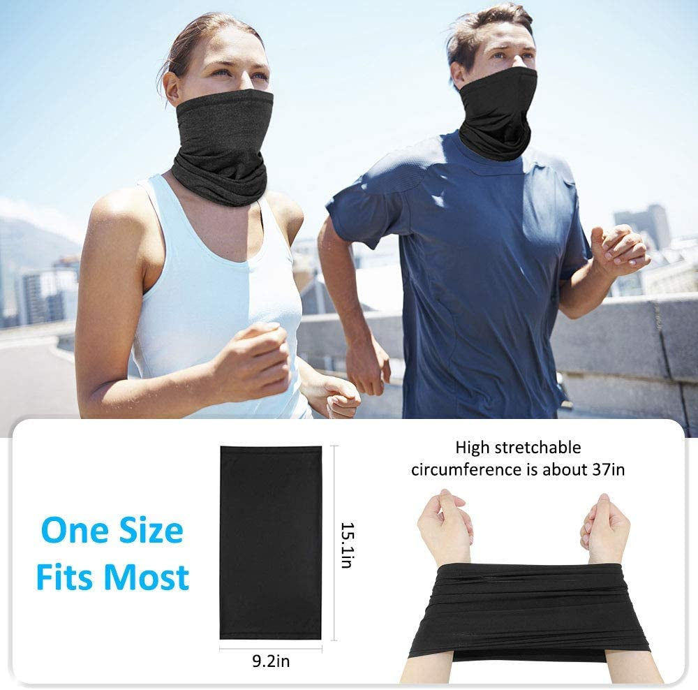 2 Pack Breathable Cooling Neck Gaiters, Ice Silk Face Shield Scarf, Multifunctional Headwear Bandana Face Cover,Uv Protection Headband Scarf,Reusable Stretchy Balaclava for Cycling Fishing